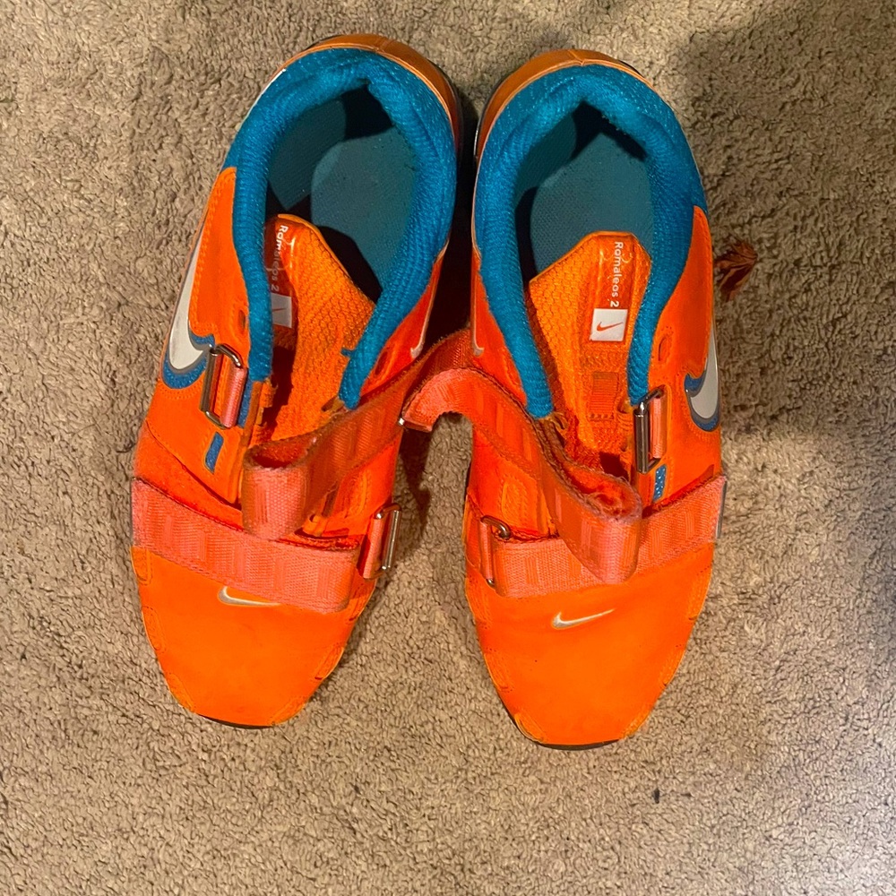 Nike Romaleos - orange and blue weightlifting shoes
